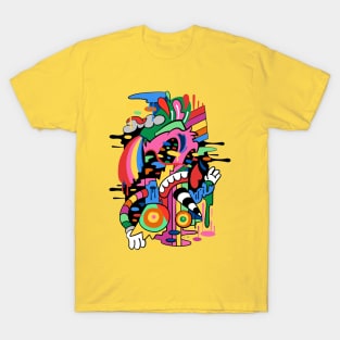 Abstract Trippy Sailor Man Cartoon Design T-Shirt